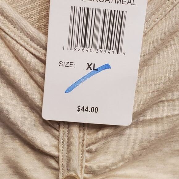 Stitch & Pine Cream Relaxed Loungewear Jumpsuit Heather Oatmeal Ruched Size XL - Picture 5 of 6